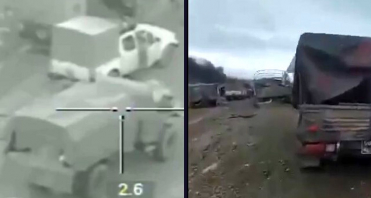 Ermənilərin vurulan karvanı - Havadan və yerdən video müqayisə - FactCheck